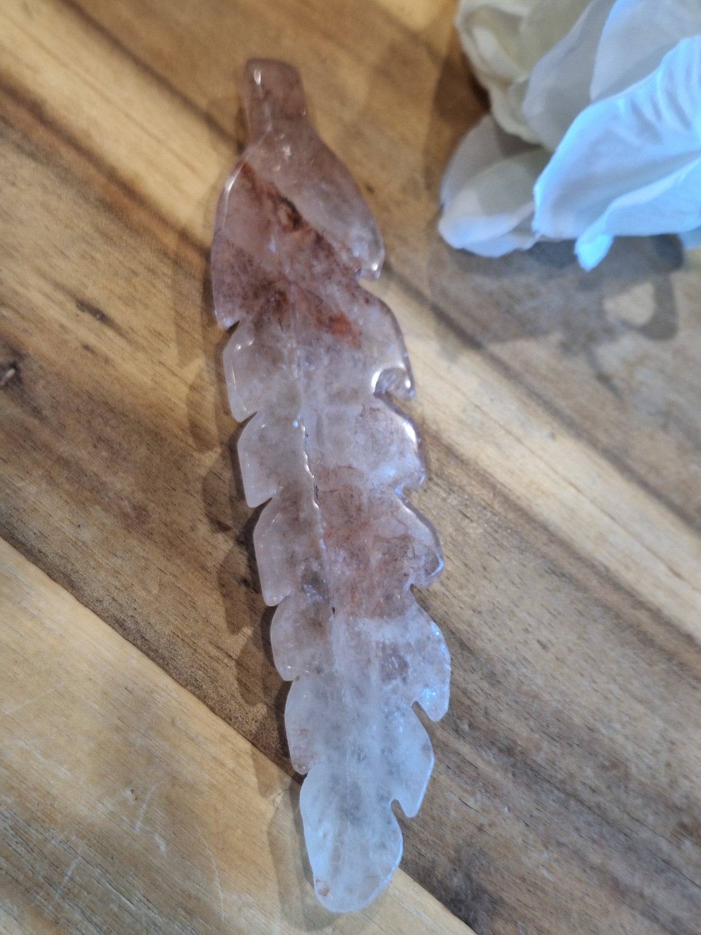 GORGEOUS CRYSTAL FEATHERS (LARGE- FIRE QUARTZ, PINK OPAL, LABRADORITE, PICASSO JASPER)