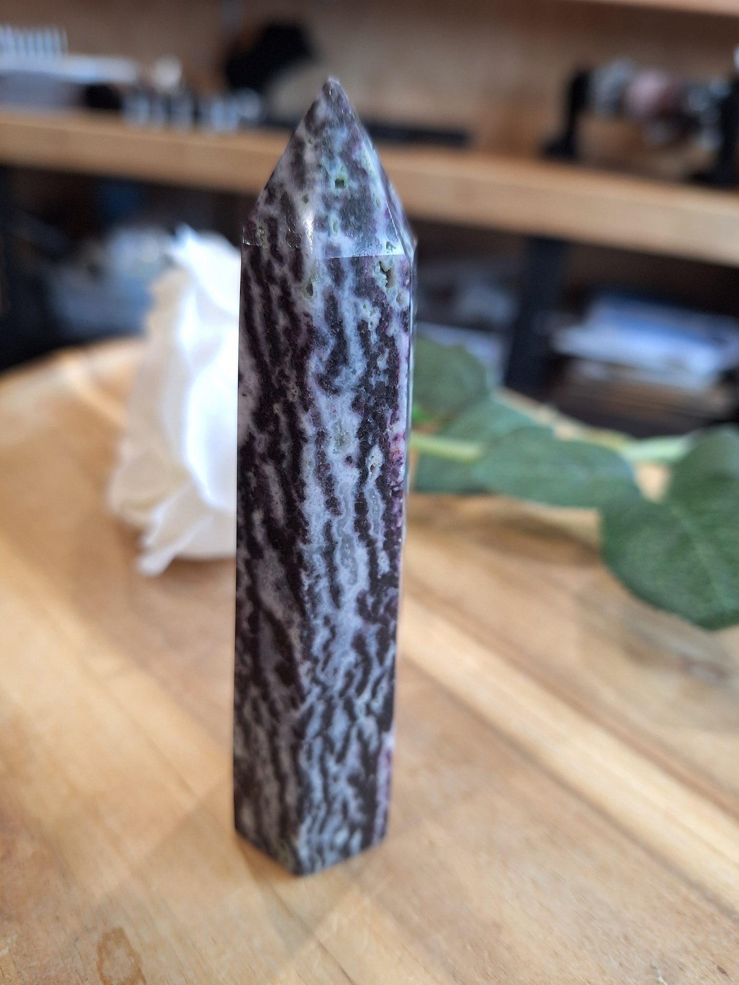 NATURAL PLUM BLOSSOM TOURMALINE UNICORN TOWER/POINTS