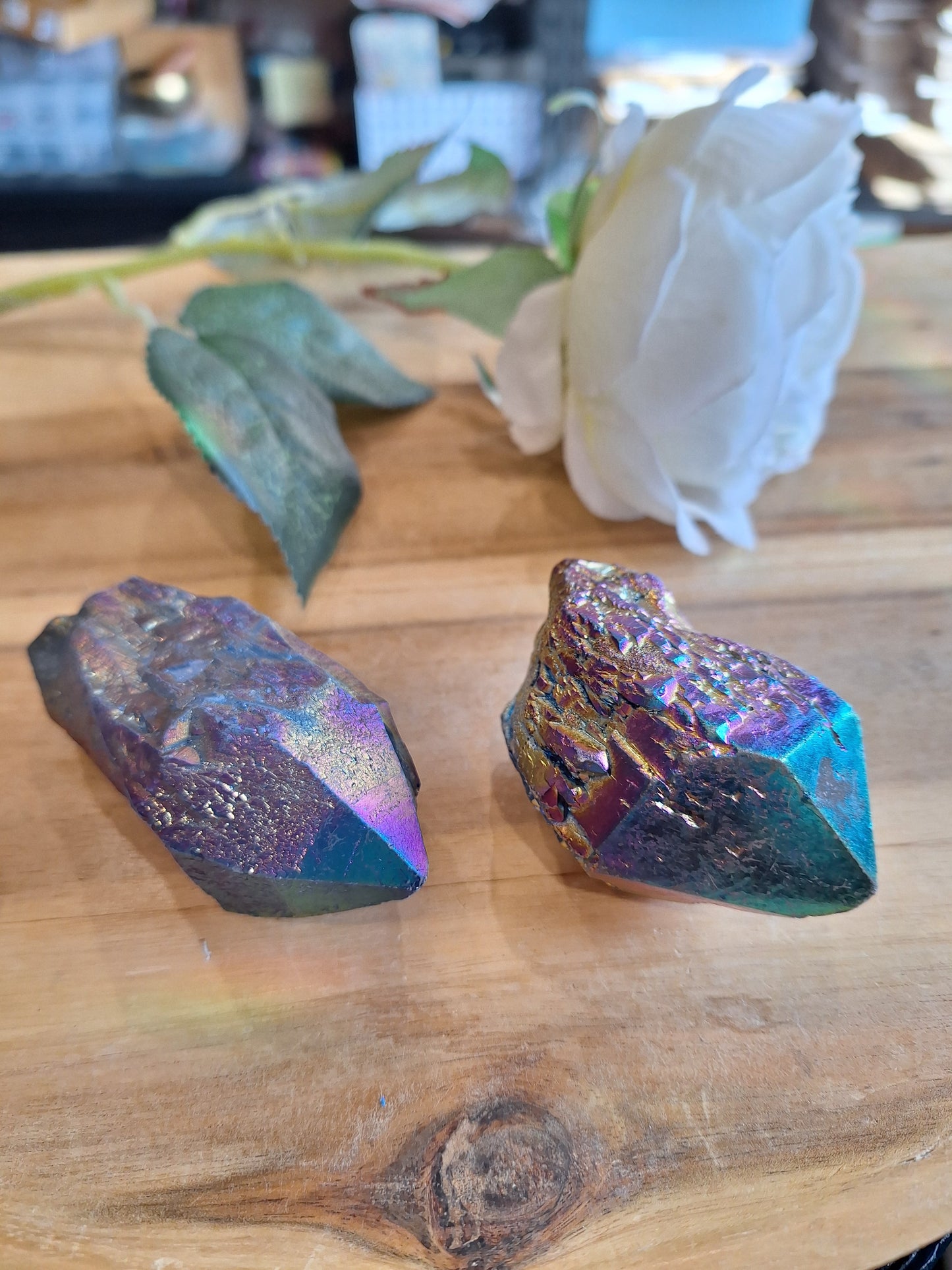 RAINBOW AURA QUARTZ & OBSIDIAN CLUSTERS