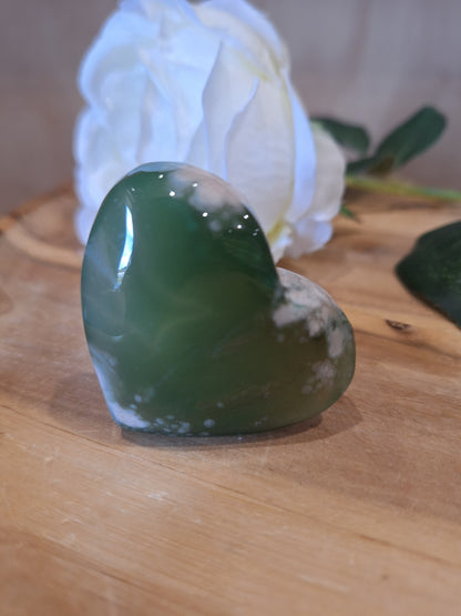 GREEN FLOWER AGATE HEARTS