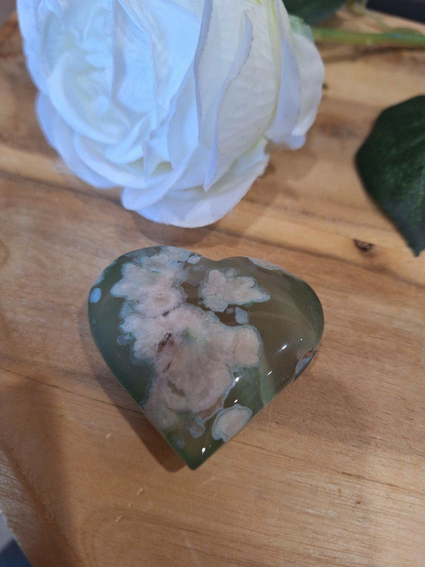 GREEN FLOWER AGATE HEARTS