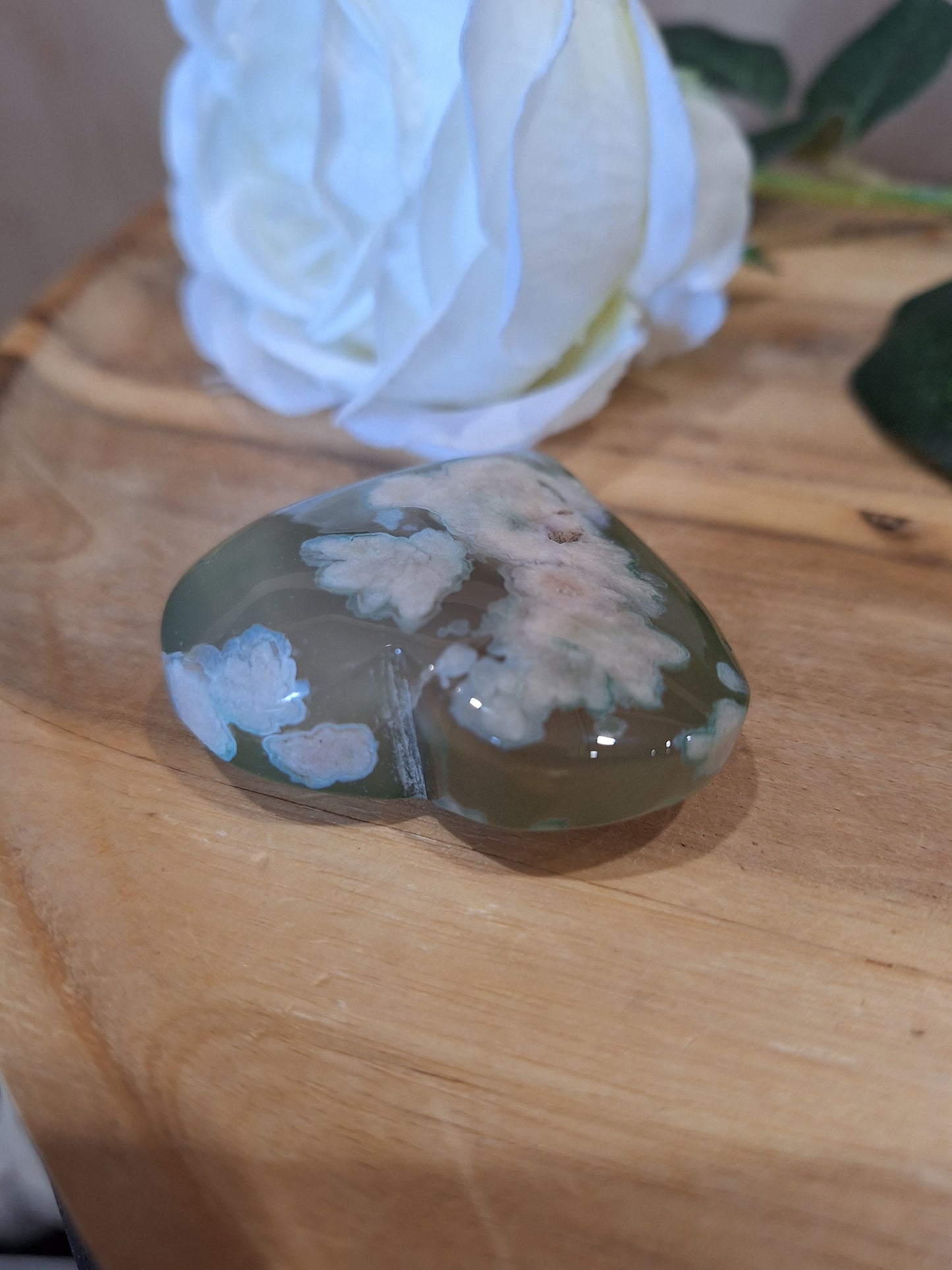 GREEN FLOWER AGATE HEARTS