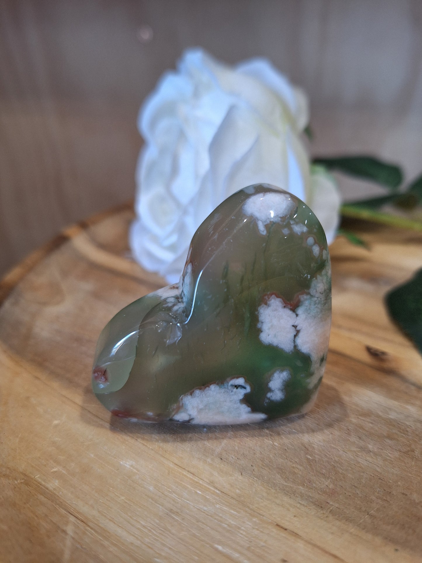 GREEN FLOWER AGATE HEARTS