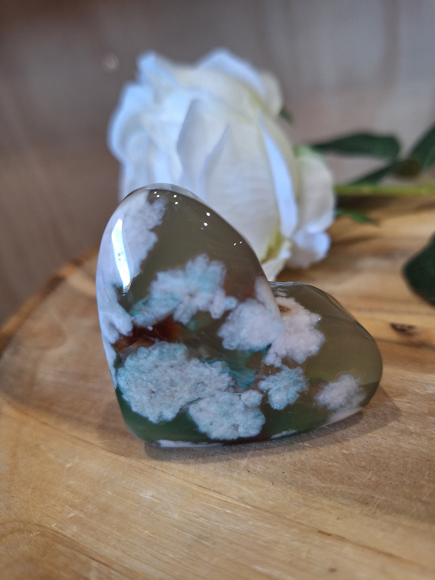 GREEN FLOWER AGATE HEARTS