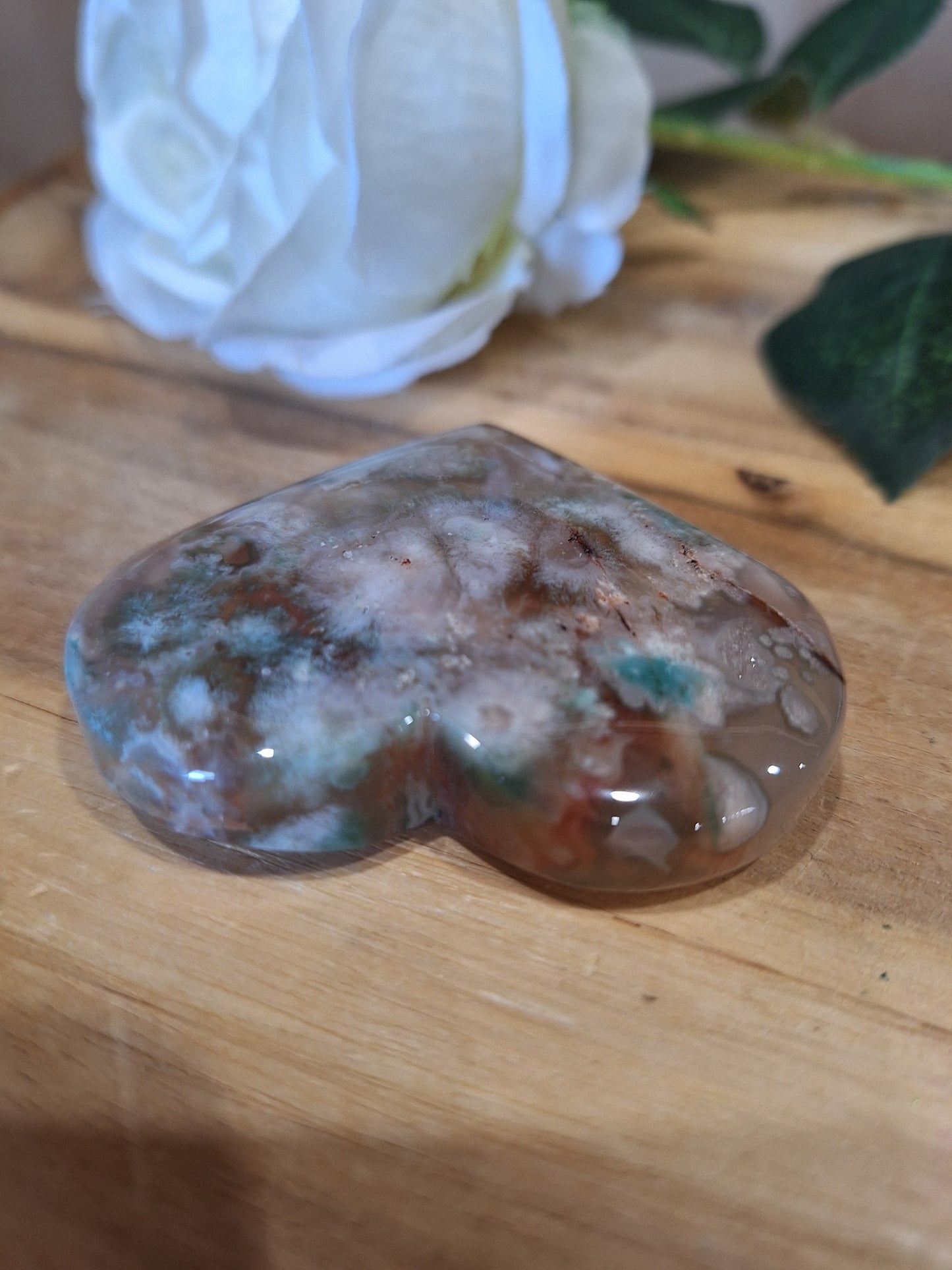 GREEN FLOWER AGATE HEARTS