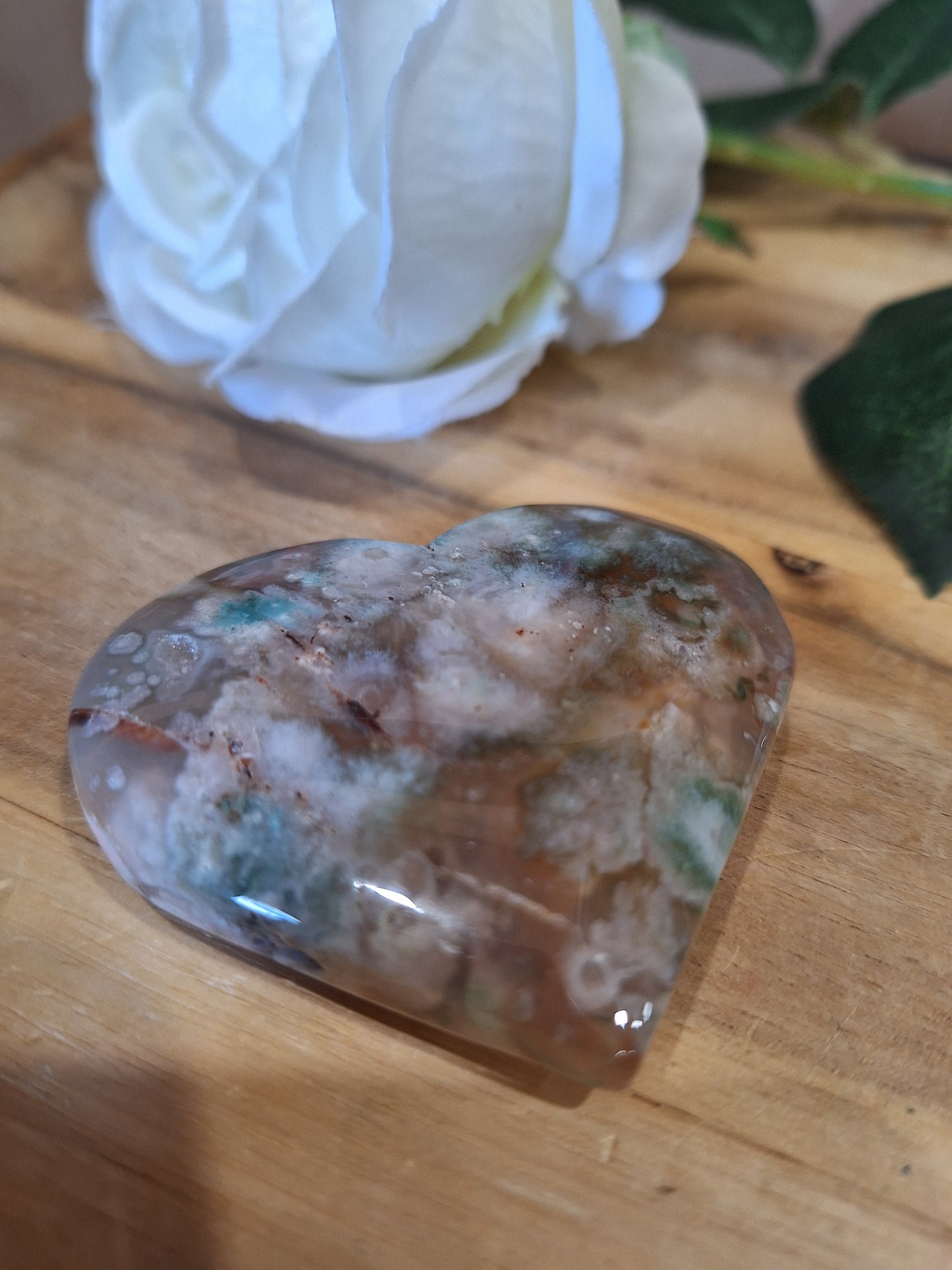 GREEN FLOWER AGATE HEARTS