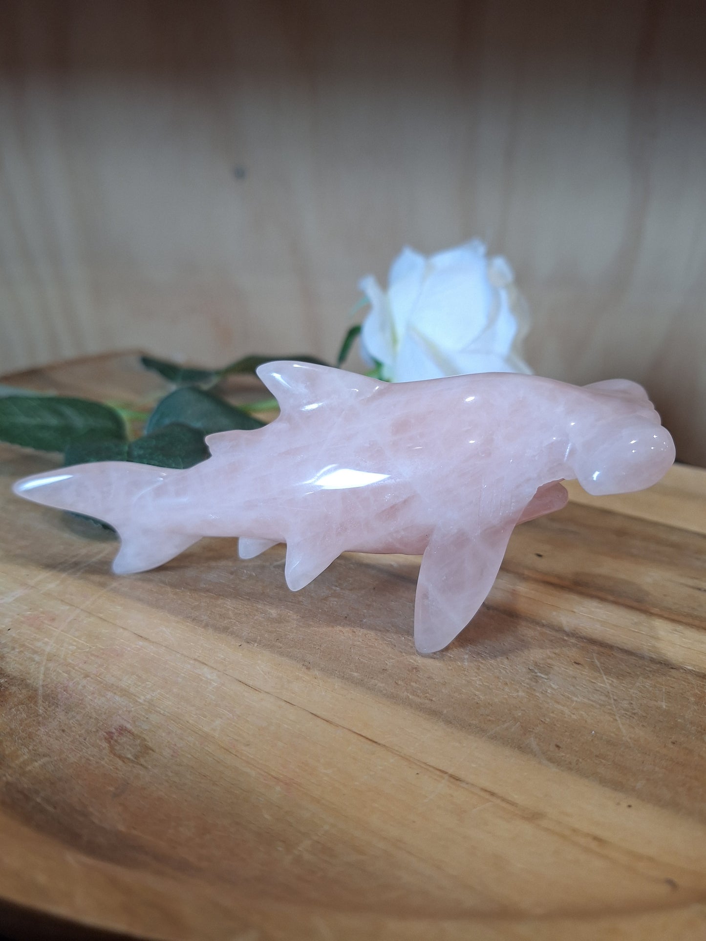 ROSE QUARTZ HAMMERHEAD SHARK
