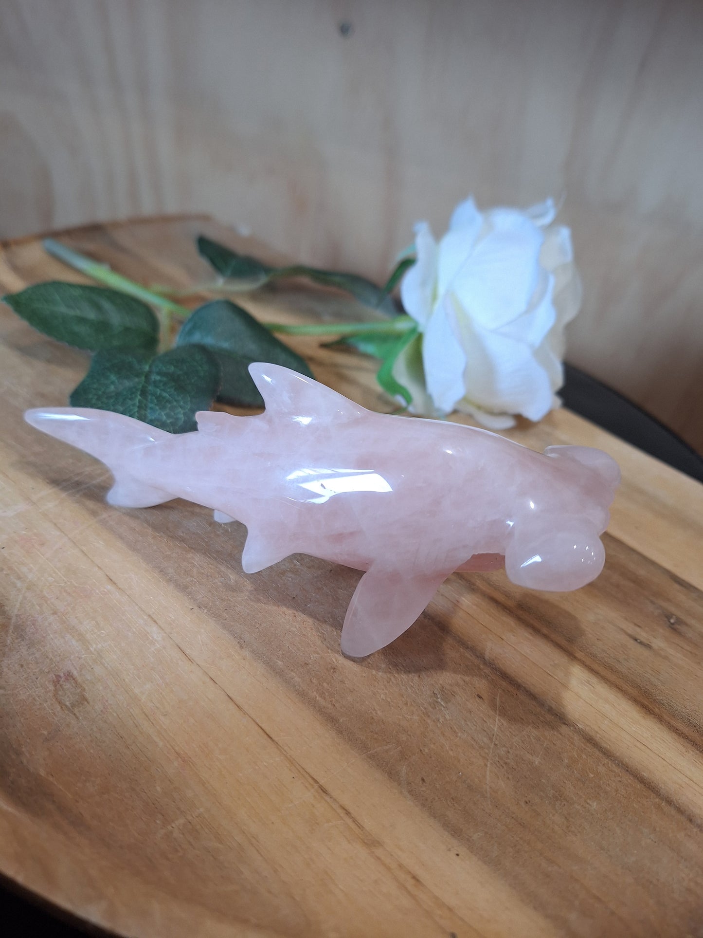 ROSE QUARTZ HAMMERHEAD SHARK