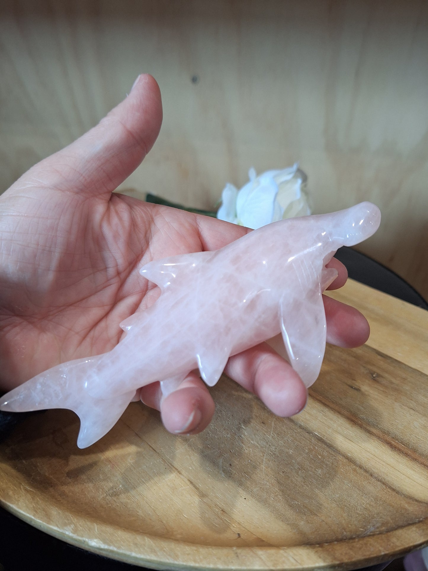 ROSE QUARTZ HAMMERHEAD SHARK