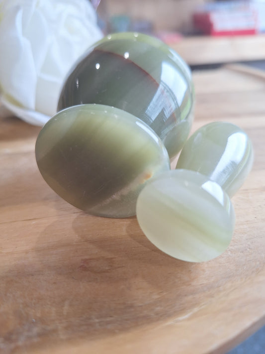 GREEN BANDED ONYX MORTAR PESTLE BOWL SET (SMALL)