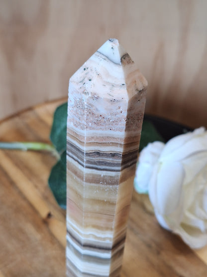 CHOCOLATE CALCITE TOWER (With slightly chipped point, priced to reflect this)