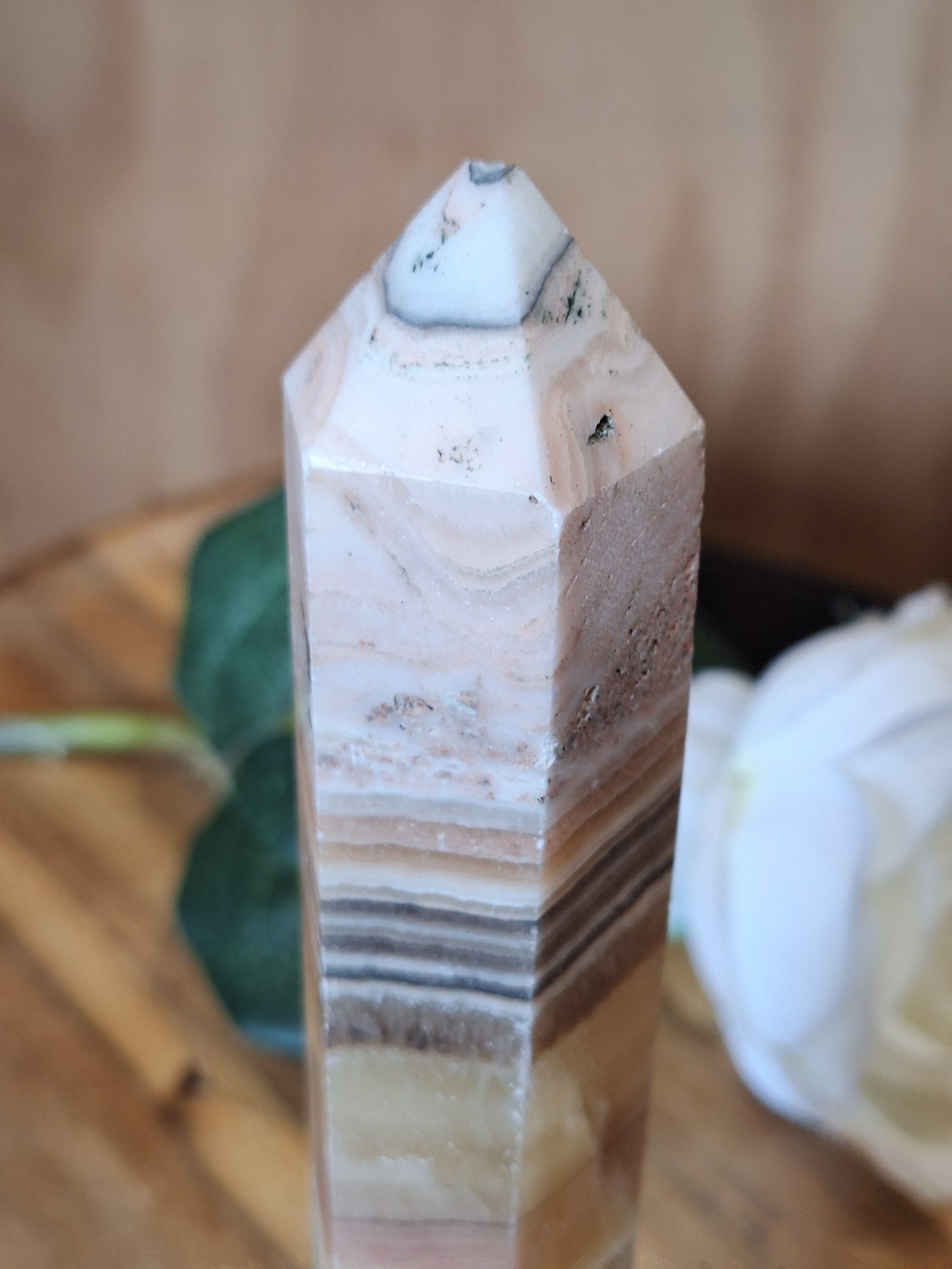 CHOCOLATE CALCITE TOWER (With slightly chipped point, priced to reflect this)