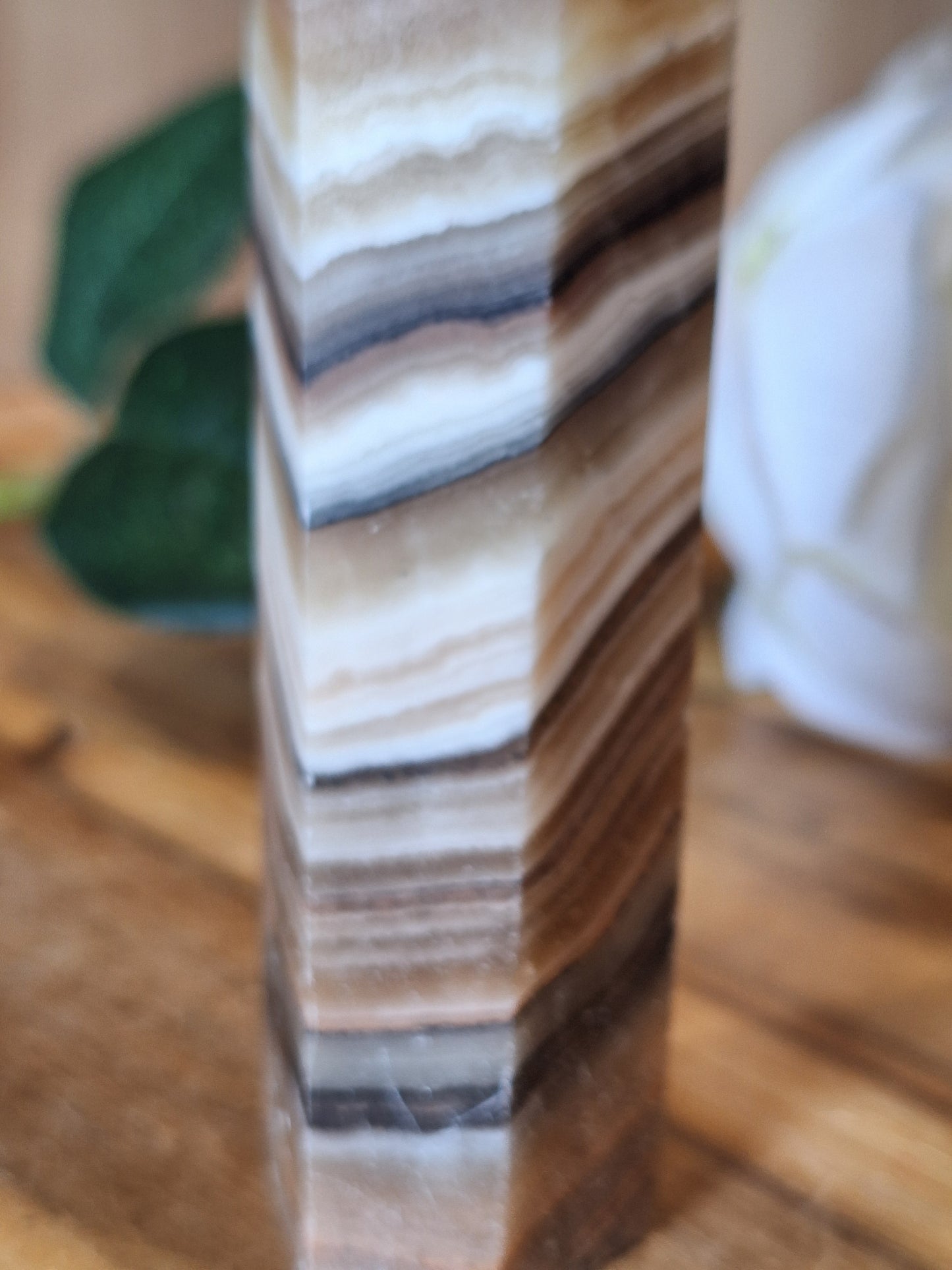 CHOCOLATE CALCITE TOWER (With slightly chipped point, priced to reflect this)