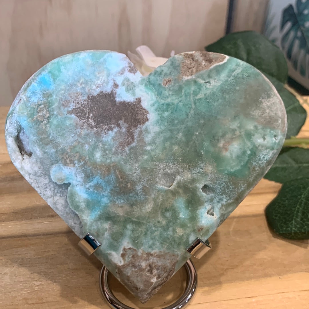 BLUE ARAGONITE HEART (HUGE HEART) with stand