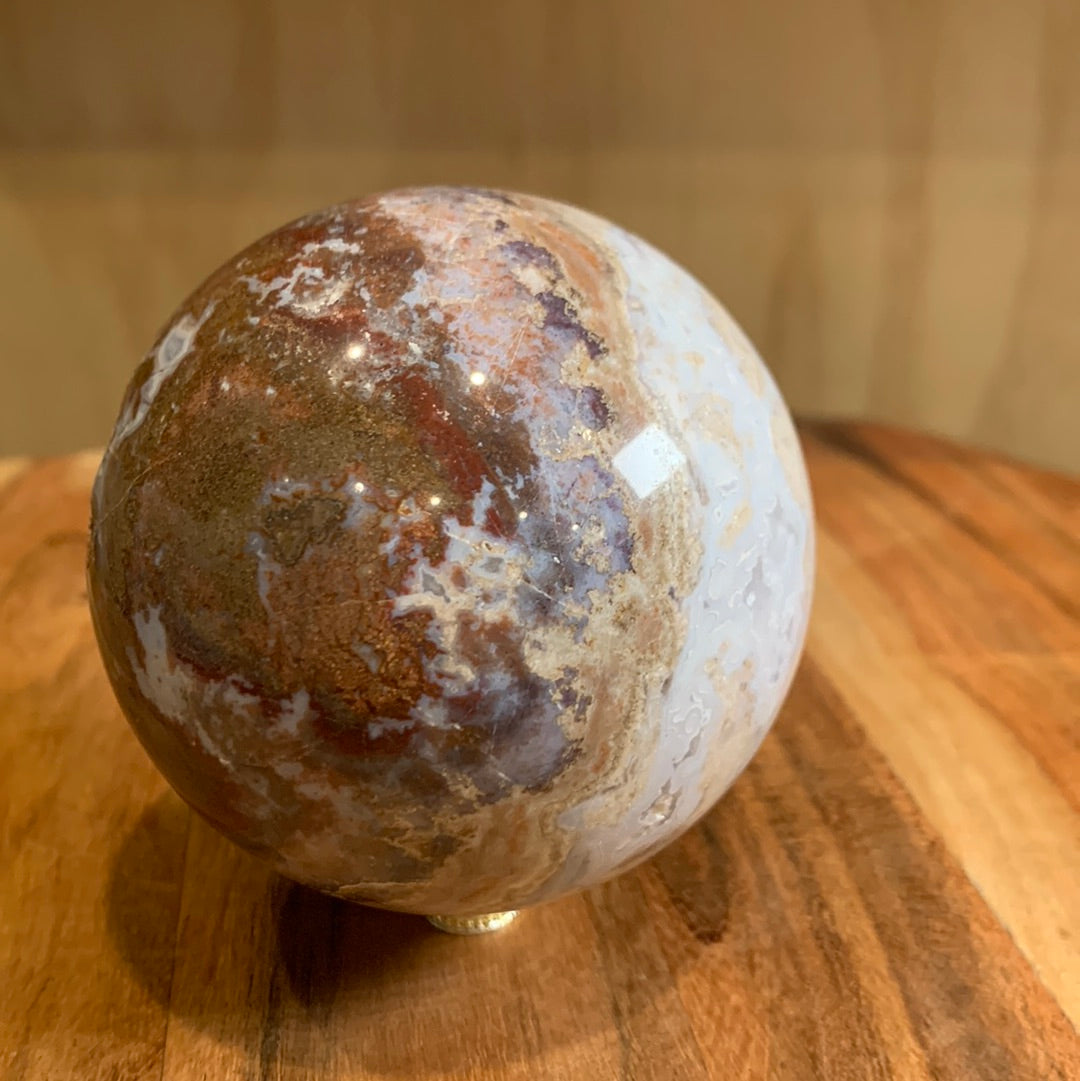 OCEAN JASPER SPHERE WITH A TOUCH OF FLOWER AGATE