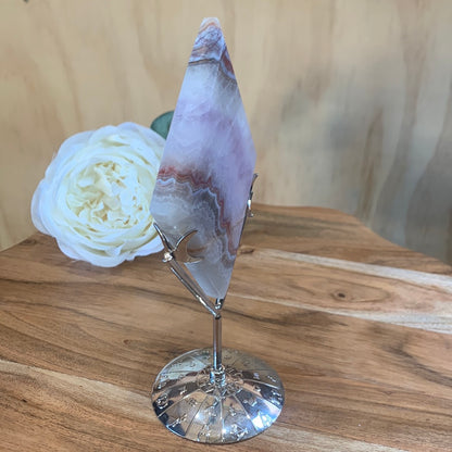 DREAM AMETHYST WITH MEXICAN AGATE DIAMOND WITH ASTROLOGY STAND INCLUDED