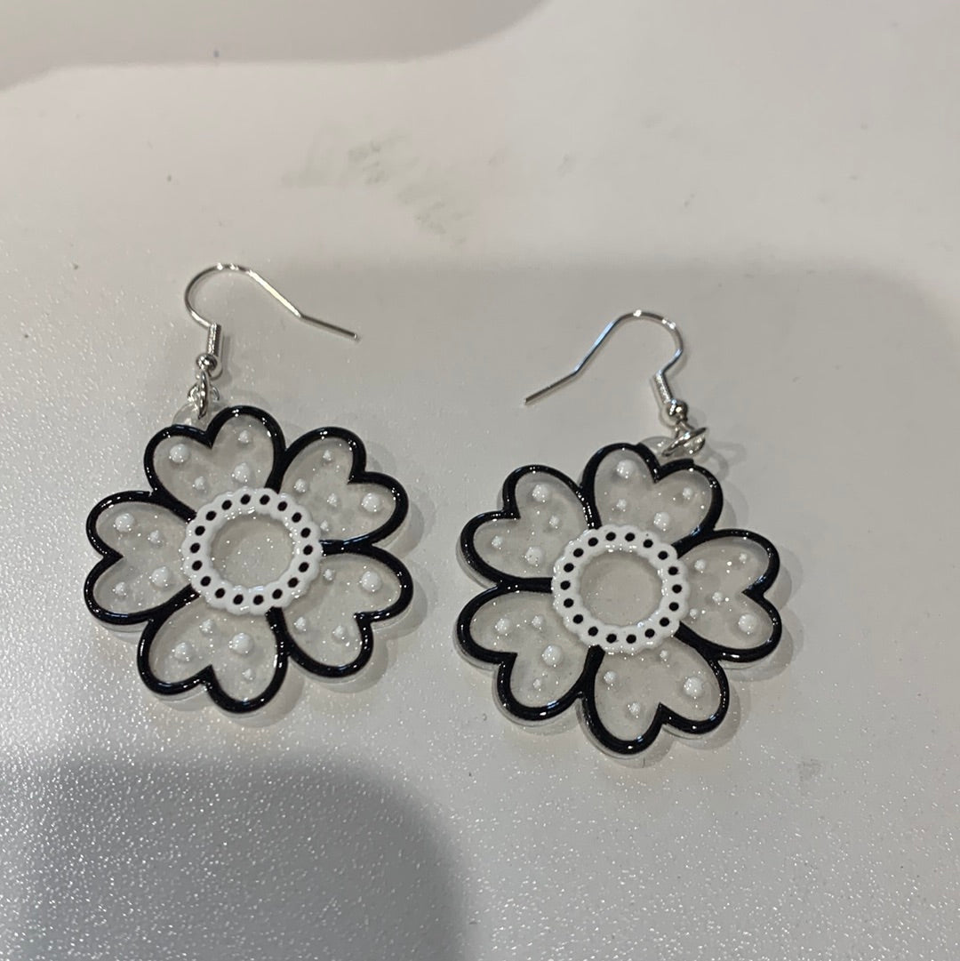 AWESOME ACRYLIC 925 STIRLING HOOK EARRINGS (NON CRYSTAL,)