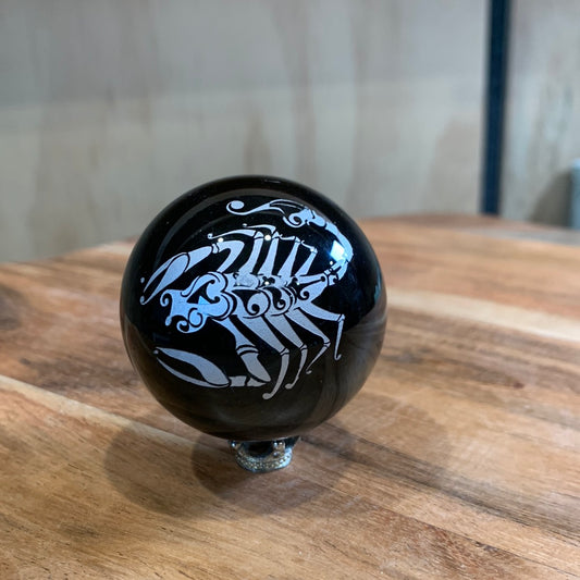 BLACK OBSIDIAN ASTROLOGY & SYMBOL SPHERES