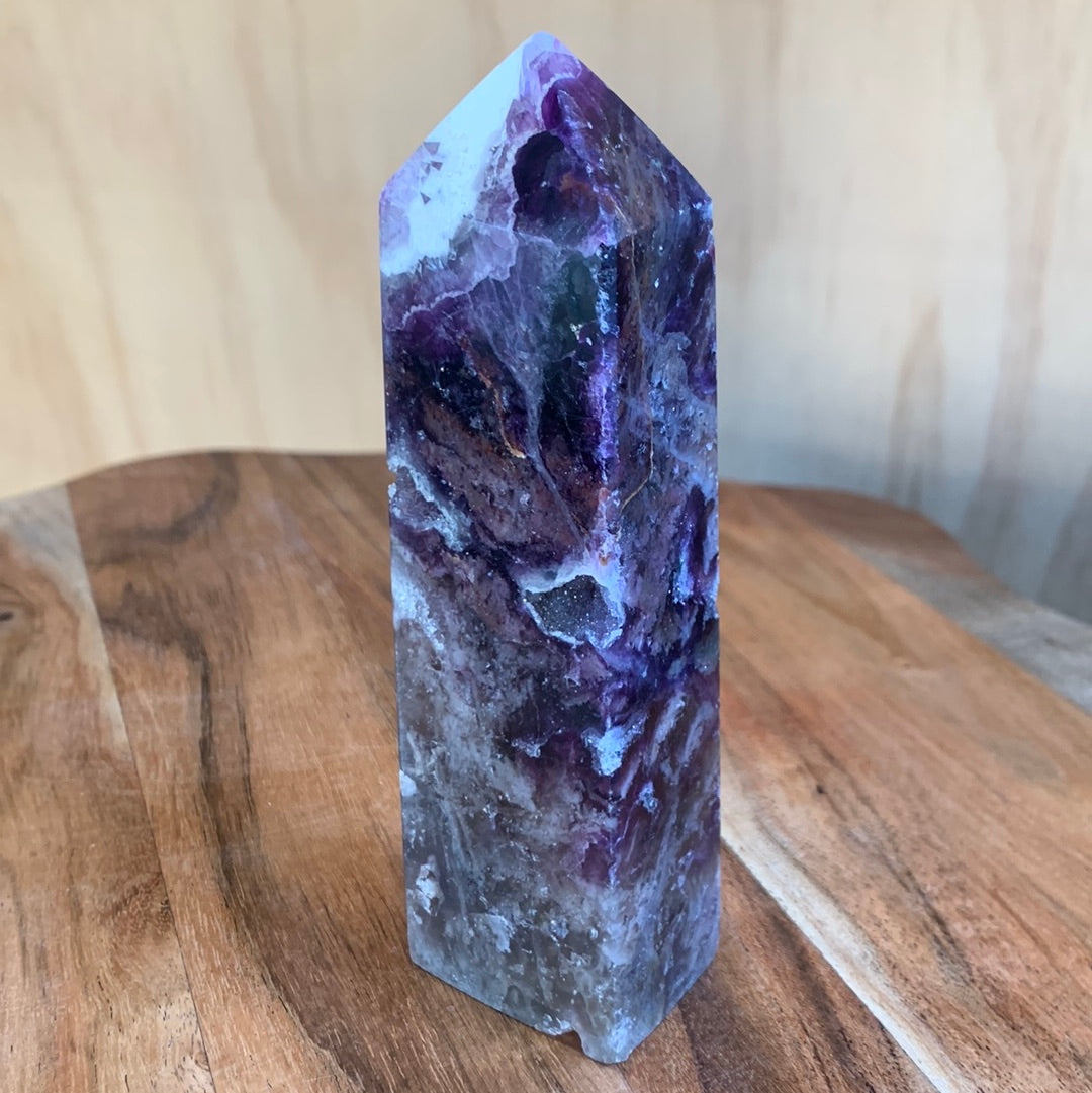 PURPLE MICA & SMOKEY QUARTZ TOWERS