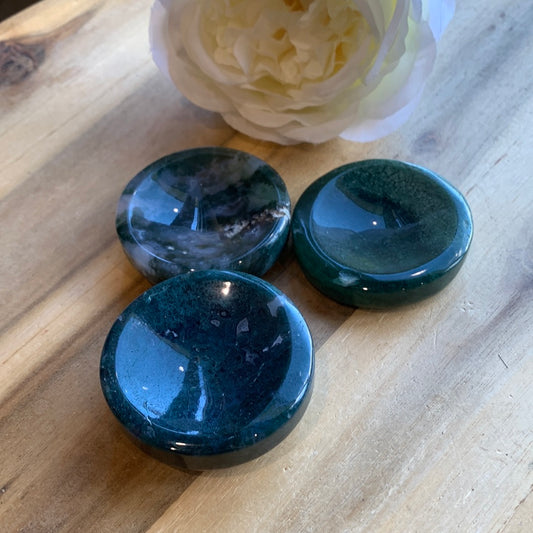 MOSS AGATE FLAT BOWL