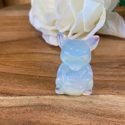 WINNIE THE POOH IN HONEY CALCITE, BLACK OBSIDIAN, OPALITE & RUBY ZIOSITE