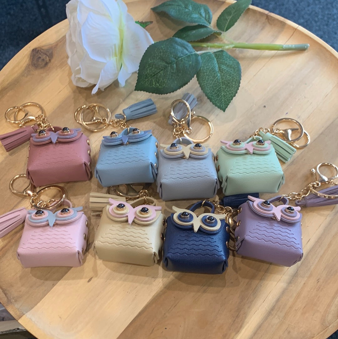 CUTE LEATHER OWL BAG KEYRINGS