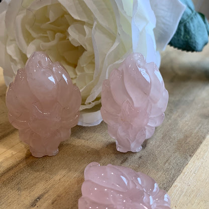 ROSE QUARTZ 9 TAIL FOX (PENDANT OR CARVING)