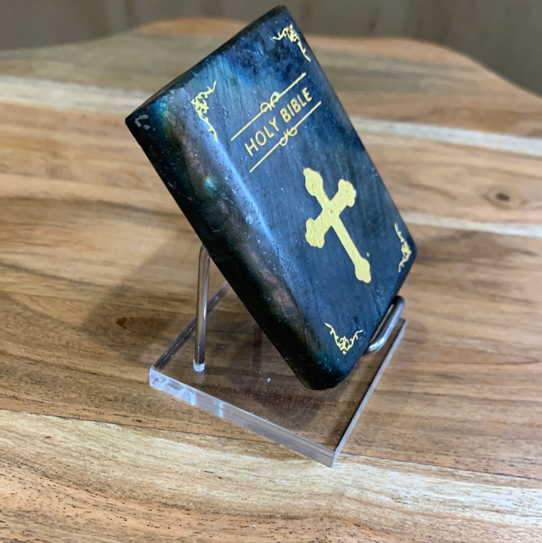 LABRADORITE HOLY BIBLES WITH STAND
