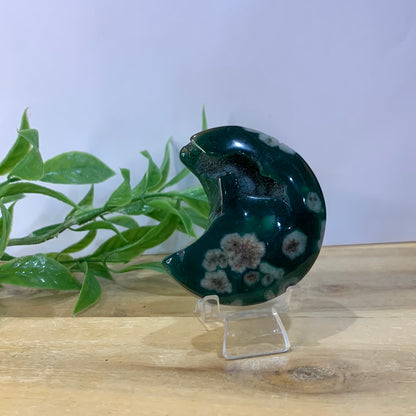 GREEN FLOWER AGATE MOON