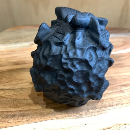 BLACK OBSIDIAN SKULL WITH BUTTERFLIES