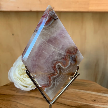 DREAM AMETHYST WITH MEXICAN AGATE DIAMOND WITH ASTROLOGY STAND INCLUDED