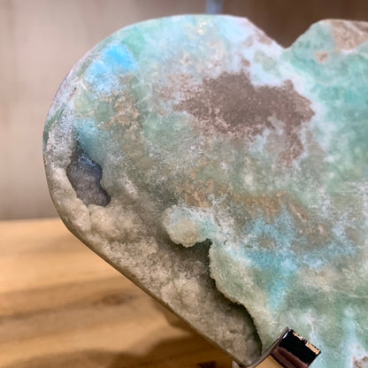 BLUE ARAGONITE HEART (HUGE HEART) with stand