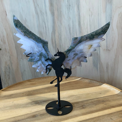 MOSS AGATE UNICORN with WINGS