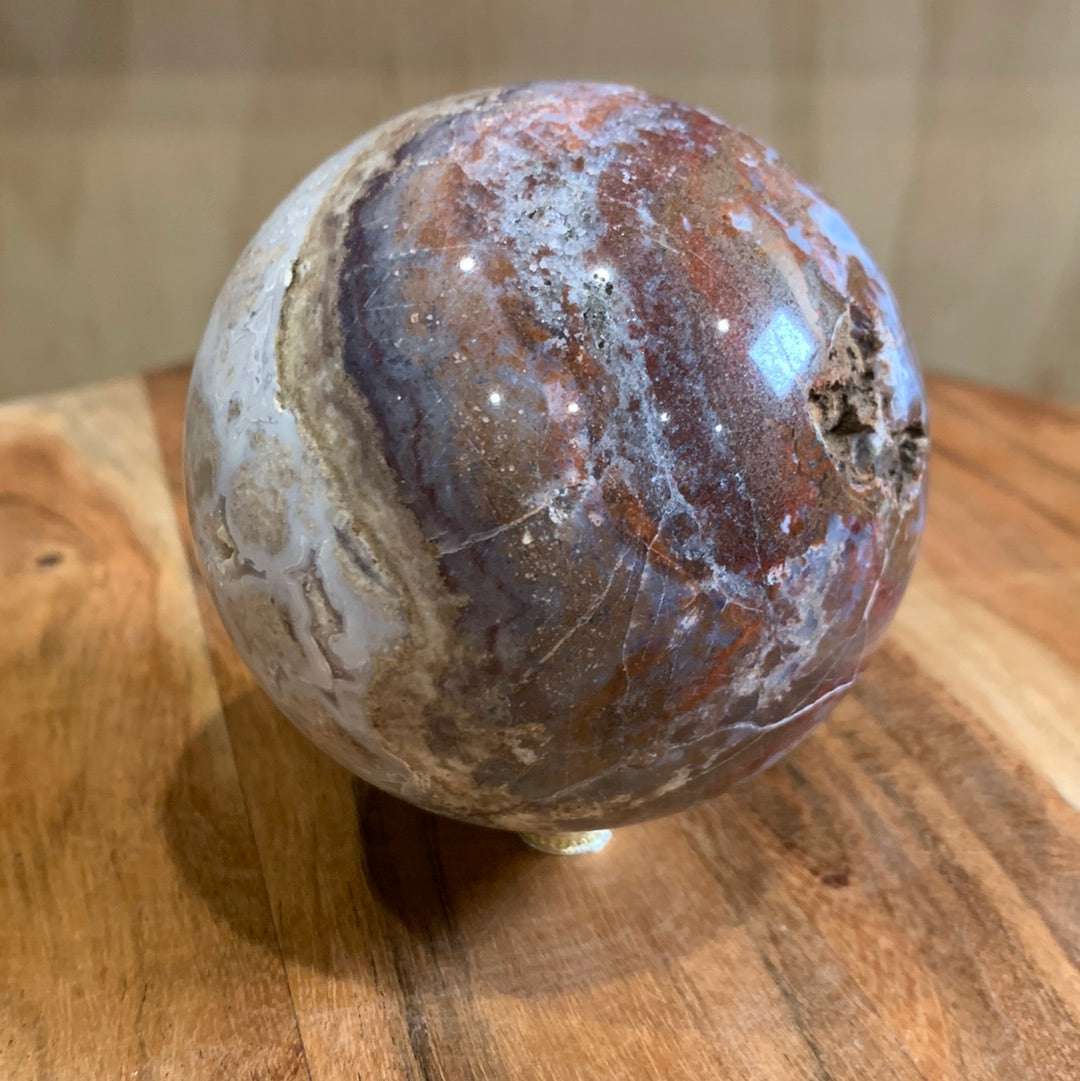 OCEAN JASPER SPHERE WITH A TOUCH OF FLOWER AGATE