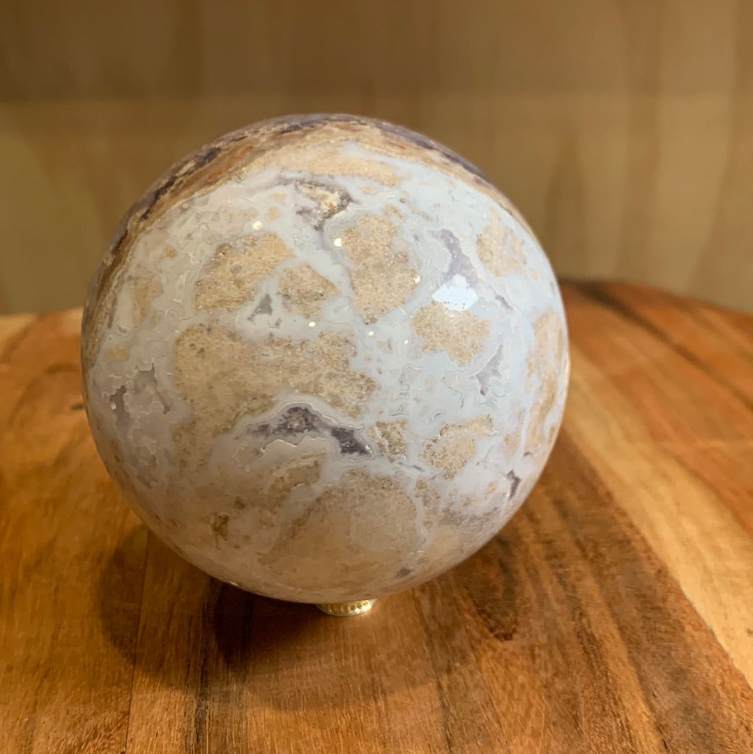 OCEAN JASPER SPHERE WITH A TOUCH OF FLOWER AGATE