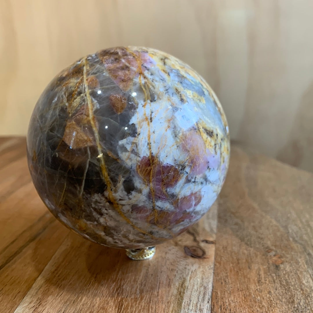MEXICAN CRAZY LACE AGATE with PINK TOURMALINE SPHERE