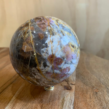 MEXICAN CRAZY LACE AGATE with PINK TOURMALINE SPHERE