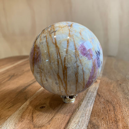 MEXICAN CRAZY LACE AGATE with PINK TOURMALINE SPHERE