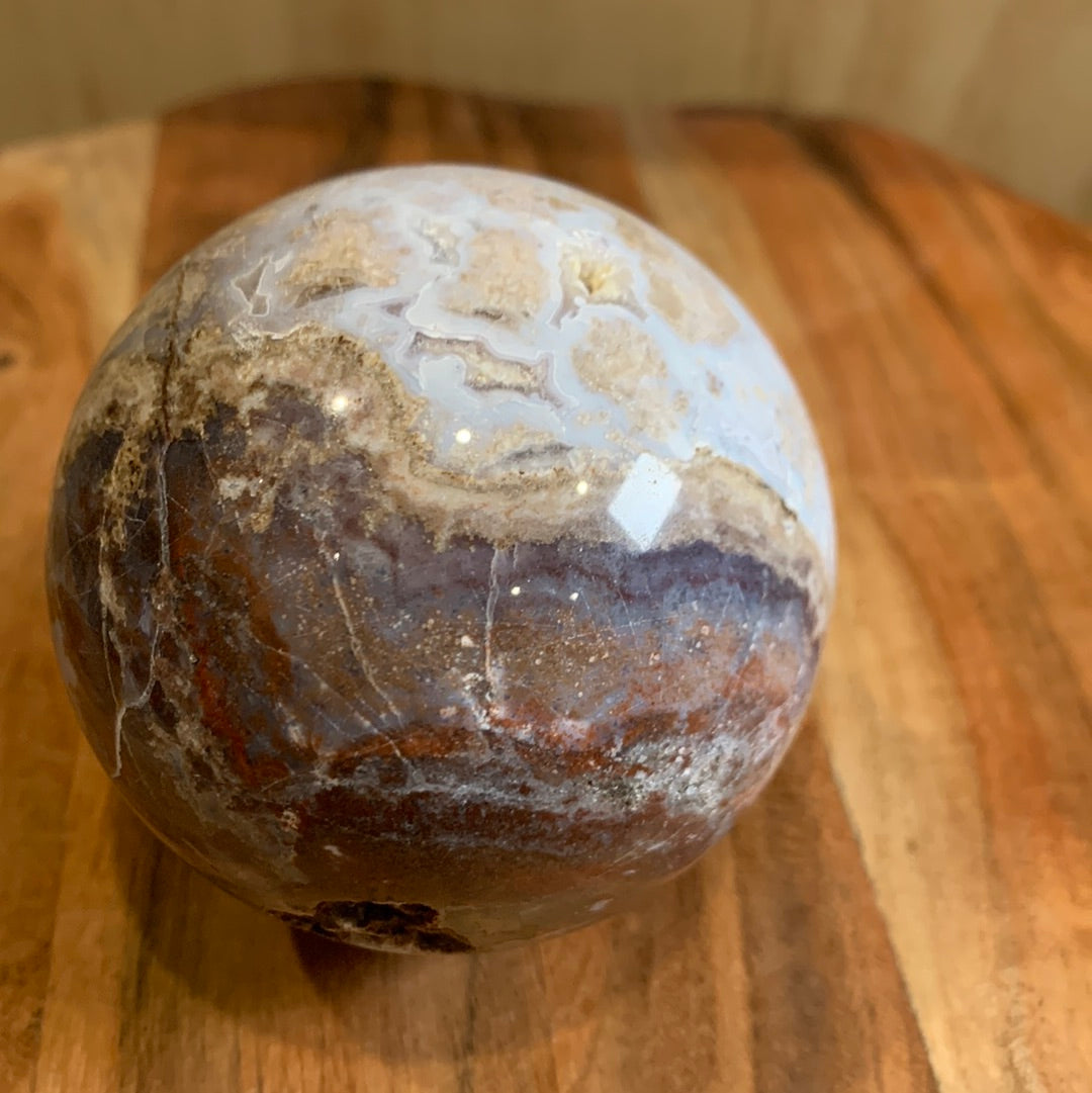 OCEAN JASPER SPHERE WITH A TOUCH OF FLOWER AGATE