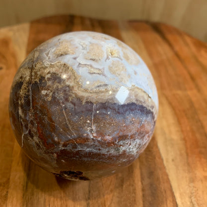 OCEAN JASPER SPHERE WITH A TOUCH OF FLOWER AGATE
