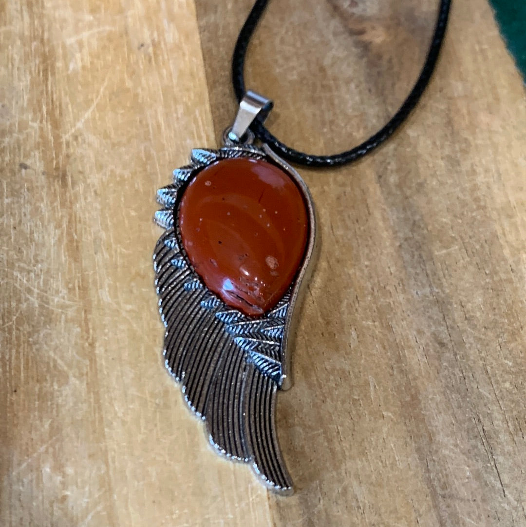 RED JASPER ANGEL WING PENDANT