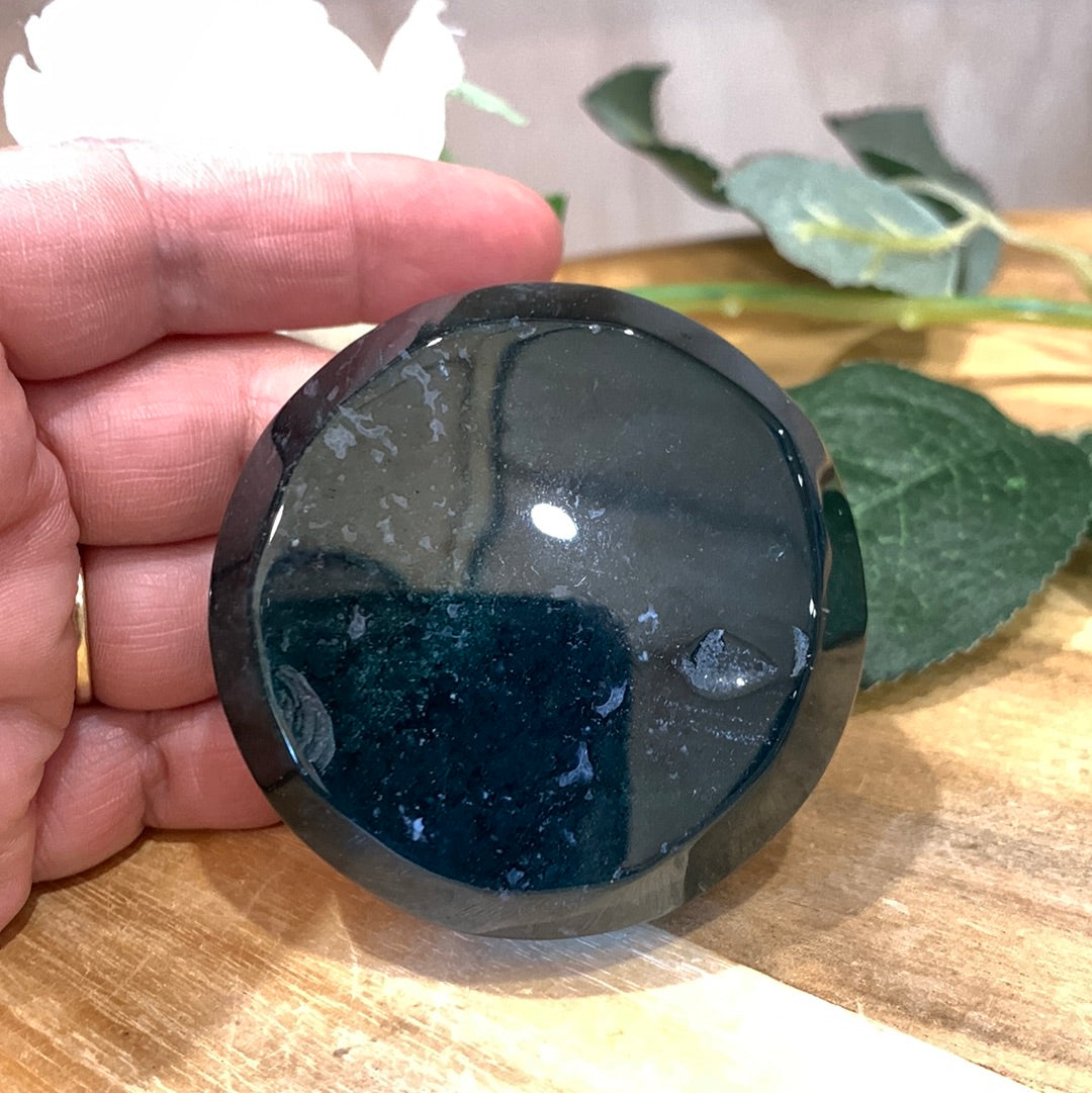 MOSS AGATE FLAT BOWL