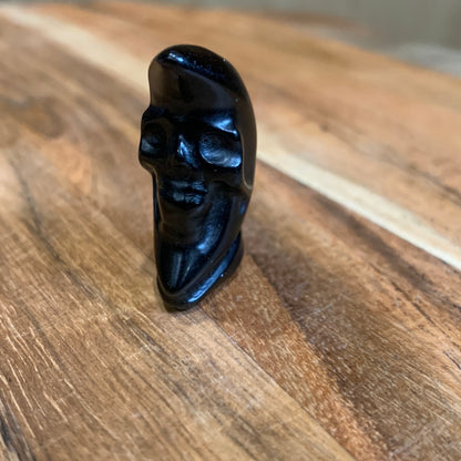 BLACK OBSIDIAN SKULL MOON