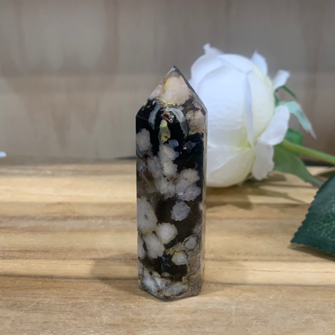 BLACK FLOWER AGATE POINTS