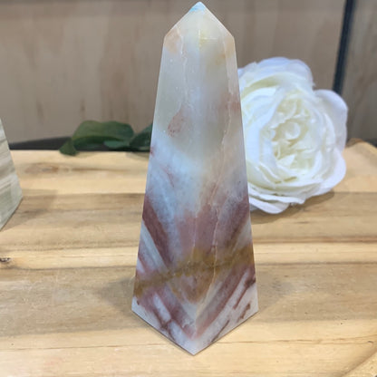GREEN BANDED ONYX TOWERS