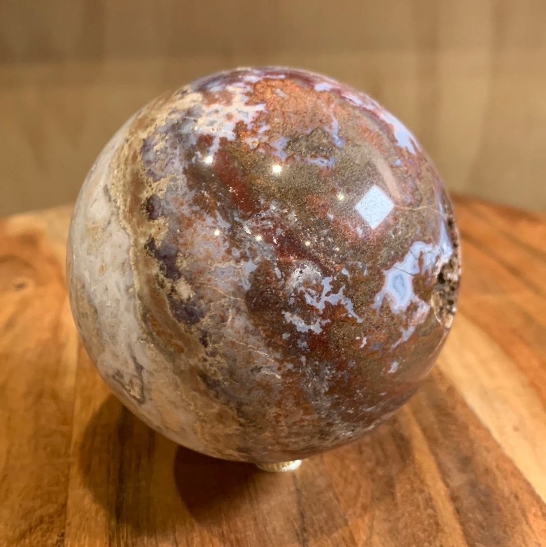 OCEAN JASPER SPHERE WITH A TOUCH OF FLOWER AGATE