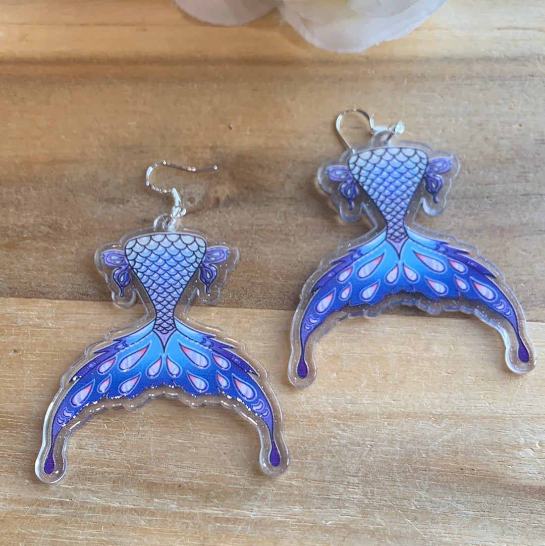 AWESOME ACRYLIC 925 STIRLING HOOK EARRINGS (NON CRYSTAL,)