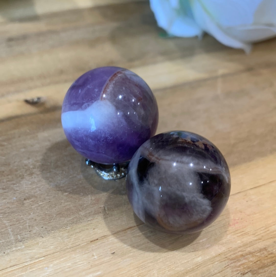 DREAM AMETHYST SPHERES (CHEVRON AMETHYST)