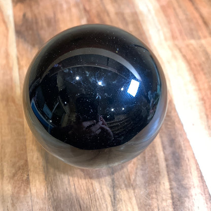 BLACK OBSIDIAN SPHERES WITH CRYSTAL MOON