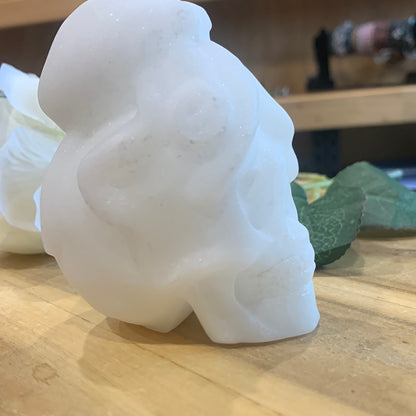 WHITE JADE SKULL WITH OCTOPUS ON TOP